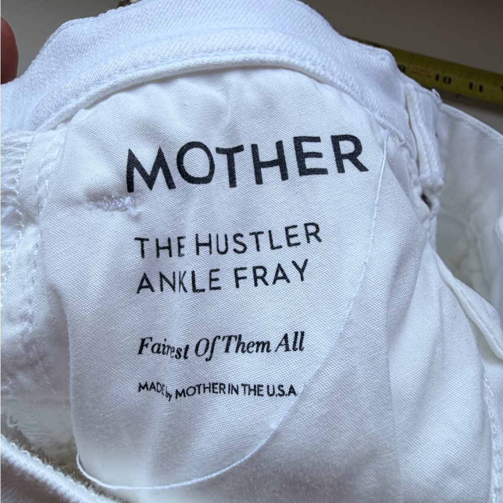 MOTHER The Hustler, White Denim Ankle Fray Jeans